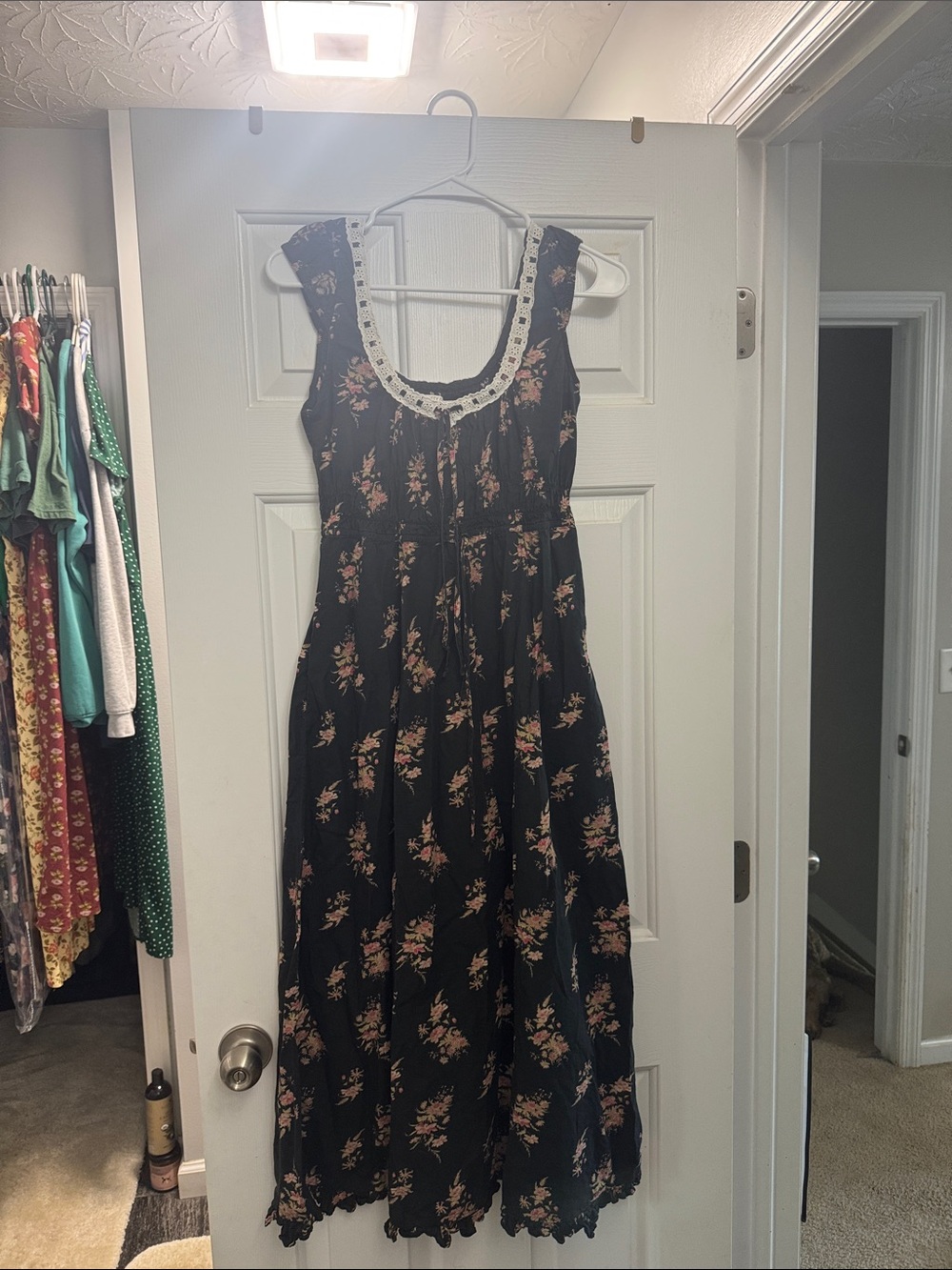 Christy Dawn Kelly dress Black Floral Sleeveless Maxi Dress with Crochet Trim